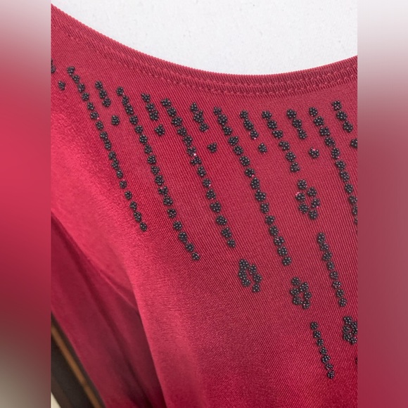 CITIKNITS BEADED FRONT RED TOP - SZ XL - Picture 3 of 6
